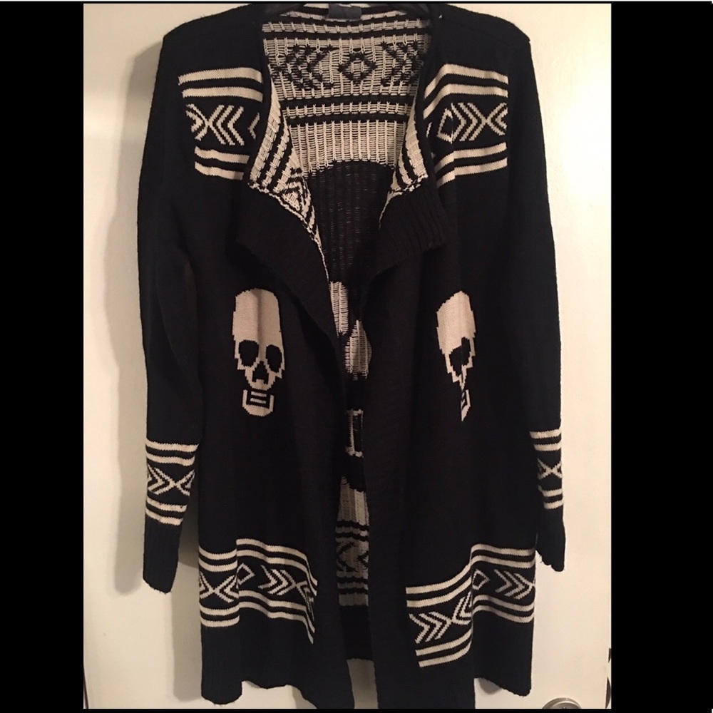 Black Knit Skull Sweater